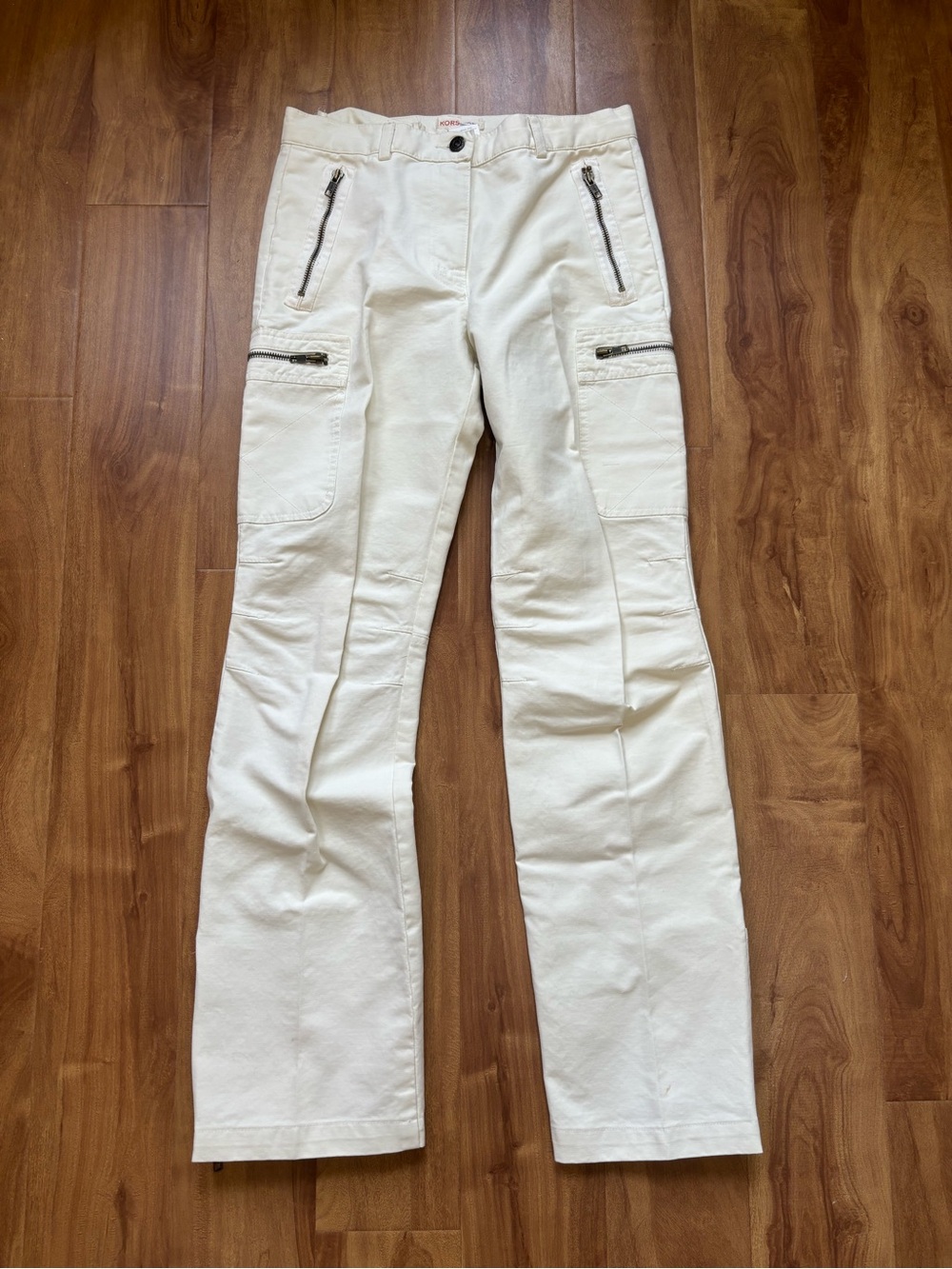 Y2K era Michael Kors Off-White Cotton Pants with Zip Pocket